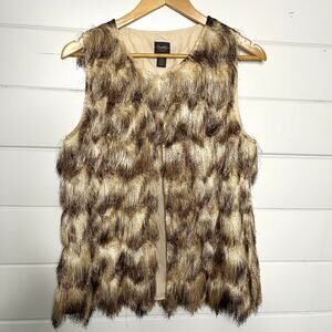 Chico's Travelers Fringe Sweater Vest Fuzzy Western Boho Festival 0 Small